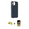 ieg™ iPhone 11 Kılıf Çekirdek Modern Prime - Siyah Buffer Cam Ekran Koruyucu + Rainbow Kamera Lens Koruma Cam - KI