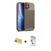 ieg™ iPhone 11 Kılıf Eksen Form Prime - Şeffaf Uv Polymer Nano Ekran Koruyucu + Rainbow Kamera Lens Koruma Cam - KI