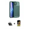 ieg™ iPhone 11 Kılıf Eksen Form Prime - Siyah Buffer Cam Ekran Koruyucu + Kamera Lens Koruma Cam - SF