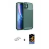 ieg™ iPhone 11 Kılıf Eksen Form Prime - Siyah Buffer Hayalet Cam Ekran Koruyucu + Renkli Kamera Lens Koruma Cam - PE