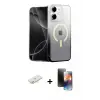 ieg™ iPhone 11 Kılıf Eksen Minimal Özel Seri - Siyah 3D Antistatik Mat Seramik Nano Ekran Koruyucu + Renkli Kamera Lens Koruma Cam - YL