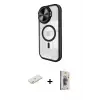 ieg™ iPhone 11 Kılıf Kıvılcım Modern Koleksiyonu - Siyah Bilvis 3D Cam Ekran Koruyucu + Renkli Kamera Lens Koruma Cam - TU