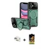 ieg™ iPhone 11 Kılıf Kıvılcım Modern Serisi - Siyah Buffer Cam Ekran Koruyucu + Pers Alüminyum Kamera Lens - GD