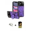 ieg™ iPhone 11 Kılıf Kıvılcım Modern Serisi - Siyah Buffer Cam Ekran Koruyucu + Pers Alüminyum Kamera Lens - GD