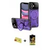 ieg™ iPhone 11 Kılıf Kıvılcım Modern Serisi - Siyah Buffer Cam Ekran Koruyucu + Rainbow Kamera Lens Koruma Cam - KI