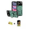 ieg™ iPhone 11 Kılıf Kıvılcım Modern Serisi - Siyah Buffer Cam Ekran Koruyucu + Rainbow Kamera Lens Koruma Cam - KI