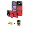 ieg™ iPhone 11 Kılıf Kıvılcım Modern Serisi - Siyah Buffer Cam Ekran Koruyucu + Rainbow Kamera Lens Koruma Cam - KI