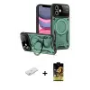 ieg™ iPhone 11 Kılıf Kıvılcım Modern Serisi - Siyah Buffer Cam Ekran Koruyucu + Renkli Kamera Lens Koruma Cam - SI