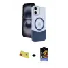 ieg™ iPhone 11 Kılıf Kozmos Form Özel Seri - Siyah Buffer Hayalet Cam Ekran Koruyucu + Rainbow Kamera Lens Koruma Cam - KI