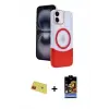 ieg™ iPhone 11 Kılıf Kozmos Form Özel Seri - Siyah Buffer Hayalet Cam Ekran Koruyucu + Rainbow Kamera Lens Koruma Cam - KI