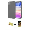 ieg™ iPhone 11 Kılıf Kozmos Yansıma Özel Seri - Siyah Buffer Cam Ekran Koruyucu + Rainbow Kamera Lens Koruma Cam - KI