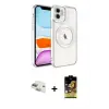 ieg™ iPhone 11 Kılıf Nova Işık Özel Seri - Siyah Buffer Cam Ekran Koruyucu + Pers Alüminyum Kamera Lens - GD