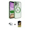 ieg™ iPhone 11 Kılıf Nova Işık Özel Seri - Siyah Buffer Cam Ekran Koruyucu + Pers Alüminyum Kamera Lens - LT