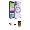 ieg™ iPhone 11 Kılıf Nova Işık Özel Seri - Siyah Buffer Cam Ekran Koruyucu + Pers Alüminyum Kamera Lens - LT