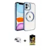 ieg™ iPhone 11 Kılıf Nova Işık Özel Seri - Siyah Buffer Cam Ekran Koruyucu + Pers Alüminyum Kamera Lens - LT