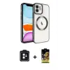 ieg™ iPhone 11 Kılıf Nova Işık Özel Seri - Siyah Buffer Cam Ekran Koruyucu + PVD Metal Kamera Lens - SH