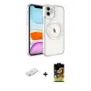 ieg™ iPhone 11 Kılıf Nova Işık Özel Seri - Siyah Buffer Cam Ekran Koruyucu + Renkli Kamera Lens Koruma Cam - SI