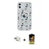 ieg™ iPhone 11 Kılıf Pusula Form - Siyah Buffer Cam Ekran Koruyucu + Pers Alüminyum Kamera Lens - GD