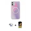 ieg™ iPhone 11 Kılıf Pusula Form - Siyah Buffer Cam Ekran Koruyucu + Pers Alüminyum Kamera Lens - GI