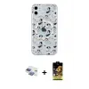 ieg™ iPhone 11 Kılıf Pusula Form - Siyah Buffer Cam Ekran Koruyucu + Pers Alüminyum Kamera Lens - GI