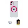 ieg™ iPhone 11 Kılıf Pusula Form - Siyah Buffer Cam Ekran Koruyucu + Pers Alüminyum Kamera Lens - GI