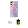 ieg™ iPhone 11 Kılıf Pusula Form - Siyah Buffer Cam Ekran Koruyucu + Pers Alüminyum Kamera Lens - KI