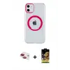 ieg™ iPhone 11 Kılıf Pusula Form - Siyah Buffer Cam Ekran Koruyucu + Pers Alüminyum Kamera Lens - KI