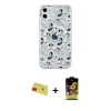 ieg™ iPhone 11 Kılıf Pusula Form - Siyah Buffer Cam Ekran Koruyucu + Rainbow Kamera Lens Koruma Cam - KI