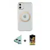 ieg™ iPhone 11 Kılıf Pusula Form - Siyah Buffer Cam Ekran Koruyucu + Raze Metal Kamera Lens - MI