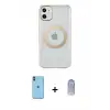 ieg™ iPhone 11 Kılıf Pusula Form - Siyah Joko Magic 5D Cam + Neon Fosforlu Kamera Lens - TU