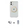 ieg™ iPhone 11 Kılıf Pusula Form - Siyah Joko Magic 5D Cam + Pers Alüminyum Kamera Lens - LT