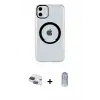 ieg™ iPhone 11 Kılıf Pusula Form - Siyah Joko Magic 5D Cam + Pers Alüminyum Kamera Lens - LT