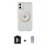 ieg™ iPhone 11 Kılıf Pusula Form - Siyah Joko Magic 5D Cam + PVD Metal Kamera Lens - MI