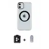 ieg™ iPhone 11 Kılıf Pusula Form - Siyah Joko Magic 5D Cam + PVD Metal Kamera Lens - MI