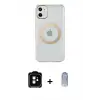 ieg™ iPhone 11 Kılıf Pusula Form - Siyah Joko Magic 5D Cam + PVD Metal Kamera Lens - TU
