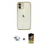 ieg™ iPhone 11 Kılıf Vadi Minimal - Siyah Buffer Cam Ekran Koruyucu + Pers Alüminyum Kamera Lens - GI