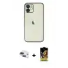 ieg™ iPhone 11 Kılıf Vadi Minimal - Siyah Buffer Cam Ekran Koruyucu + Pers Alüminyum Kamera Lens - LT