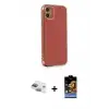 ieg™ iPhone 11 Kılıf Yankı Serisi - Siyah Buffer Hayalet Cam Ekran Koruyucu + Pers Alüminyum Kamera Lens - YL