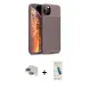 ieg™ iPhone 11 Pro Max Kılıf Eksen Form Prime - Şeffaf Pasifik Cam Ekran Koruyucu + Pers Alüminyum Kamera Lens - YL