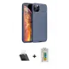 ieg™ iPhone 11 Pro Max Kılıf Eksen Form Prime - Siyah Polymer Nano Ekran Koruyucu + Kamera Lens Koruma Cam - SF