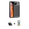 ieg™ iPhone 11 Pro Max Kılıf Eksen Form Prime - Siyah Polymer Nano Ekran Koruyucu + Kamera Lens Koruma Cam - SF