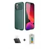 ieg™ iPhone 11 Pro Max Kılıf Eksen Form Prime - Siyah Polymer Nano Ekran Koruyucu + Kamera Lens Koruma Cam - SF