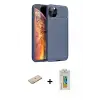 ieg™ iPhone 11 Pro Max Kılıf Eksen Form Prime - Siyah Polymer Nano Ekran Koruyucu + Renkli Kamera Lens Koruma Cam - YL