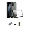 ieg™ iPhone 11 Pro Max Kılıf Nova Asil Özel Seri - Siyah Joko Magic 5D Hayalet Cam + Shine Kamera Lens Koruma Cam - MI