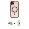 ieg™ iPhone 11 Pro Max Kılıf Nova Işık Özel Seri - Şeffaf Pasifik Cam Ekran Koruyucu + Rainbow Kamera Lens Koruma Cam - YL