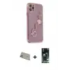 ieg™ iPhone 11 Pro Max Kılıf Nova Işık Prime - Siyah 360 Mat Full Body Arka Koruyucu + Rainbow Kamera Lens Koruma Cam - GD