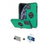 ieg™ iPhone 11 Pro Max Kılıf Odak Form Prime - Siyah 3D Antistatik Seramik Nano Ekran Koruyucu + Rainbow Kamera Lens Koruma Cam - YL