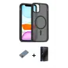 ieg™ iPhone 11 Pro Max Kılıf Siluet Minimal Prime - Siyah 3D Antistatik Hayalet Cam Ekran Koruyucu + Shine Kamera Lens Koruma Cam - SABE