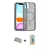 ieg™ iPhone 11 Pro Max Kılıf Siluet Minimal Prime - Siyah Polymer Nano Ekran Koruyucu + Rainbow Kamera Lens Koruma Cam - GD