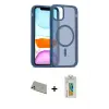 ieg™ iPhone 11 Pro Max Kılıf Siluet Minimal Prime - Siyah Polymer Nano Ekran Koruyucu + Rainbow Kamera Lens Koruma Cam - GD